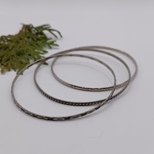 Vintage Silver-Toned Bangles - Set of Three